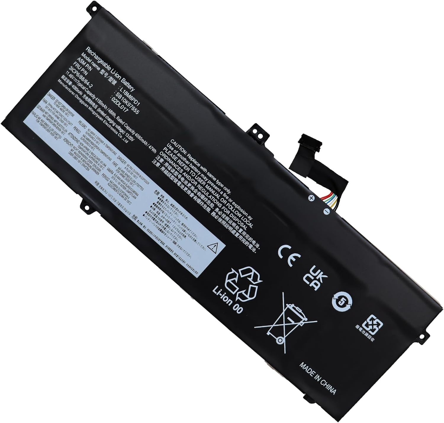 (image for) L18M6PD1 Lenovo ThinkPad X13 X390 X395 L18M6PD2 02DL018 L18C6PD1 11.46V 48Wh replacement battery