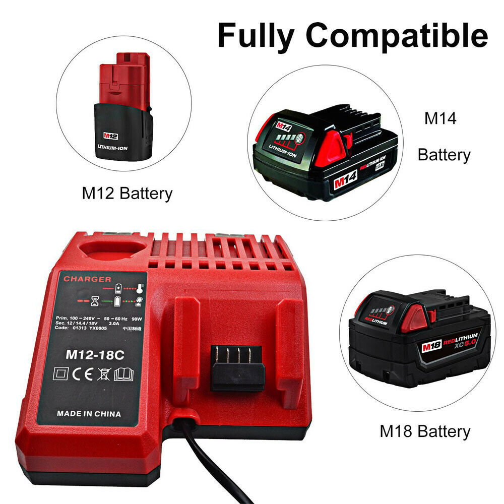 Battery Charger Milwaukee M18 M18B4 M18BX 48-59-1812 48-59-1840 Li-ion